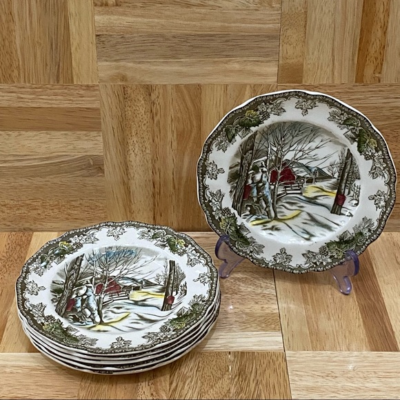 6pcs Vintage Johnson Bros Friendly Village Sugar Maples 6" Bread & Butter Plate - Picture 3 of 12